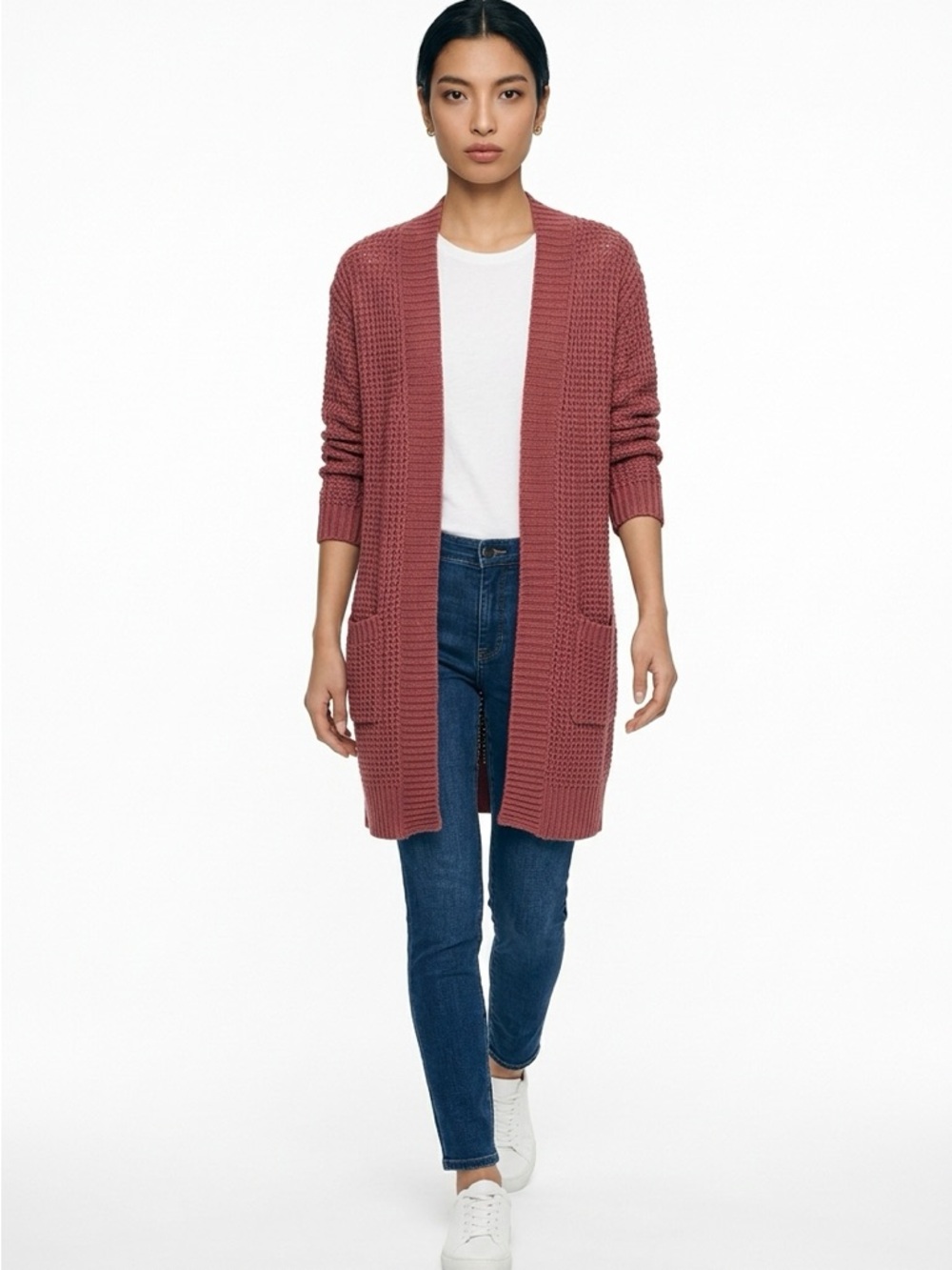 GANJI | Brick Orange/Red Open Front Knit Cardigan Sweater Women’s Size M/L